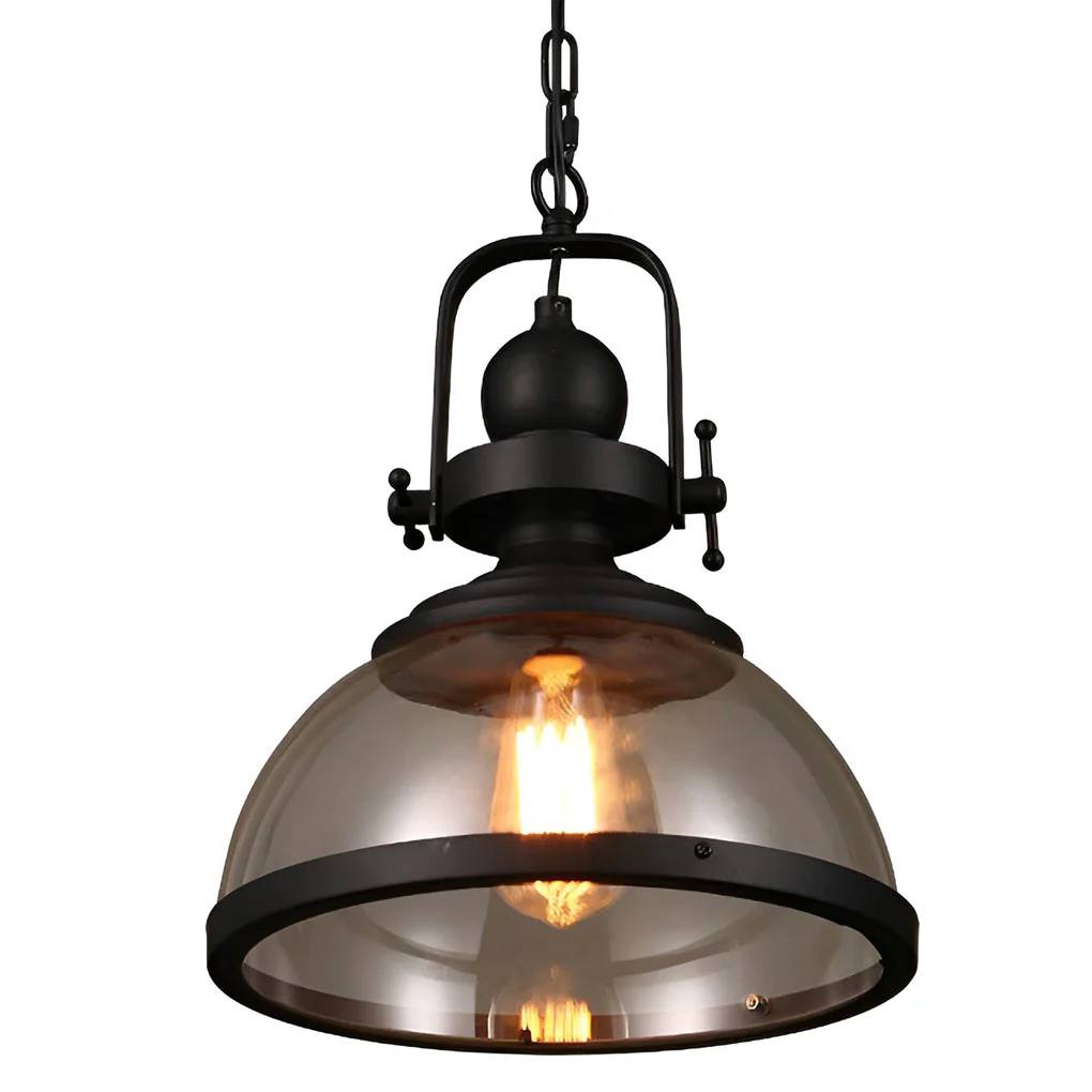 Lámpara de techo colgante redonda de cristal, estilo vintage, de metal