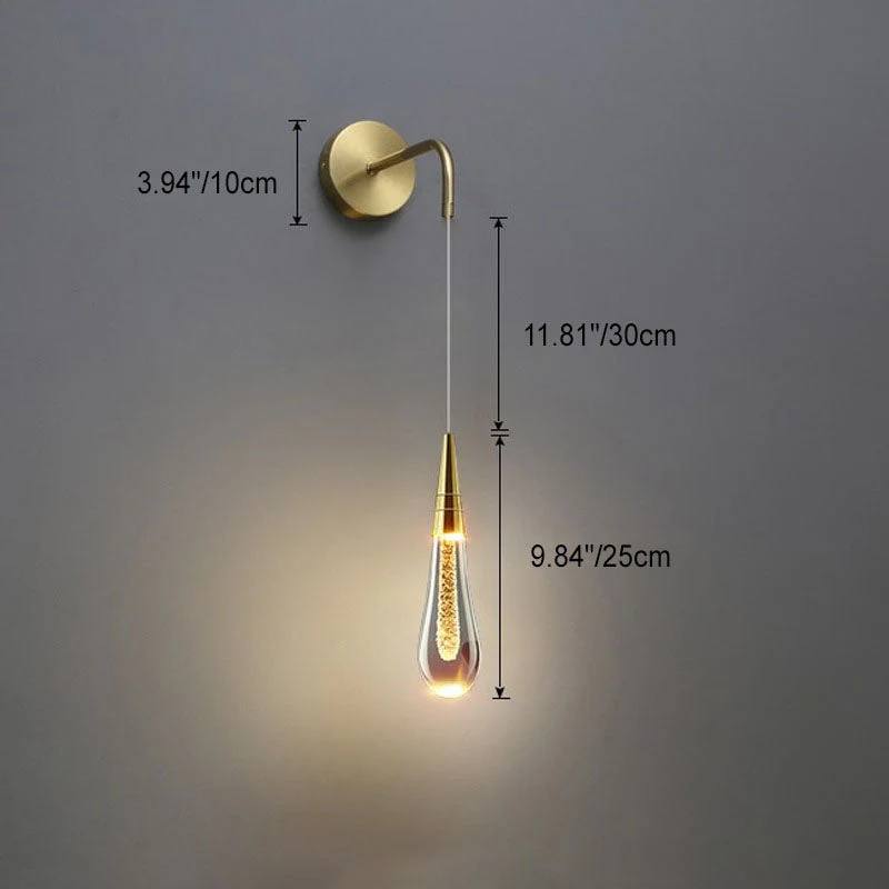 Lámpara de pared elegante con gota de cristal