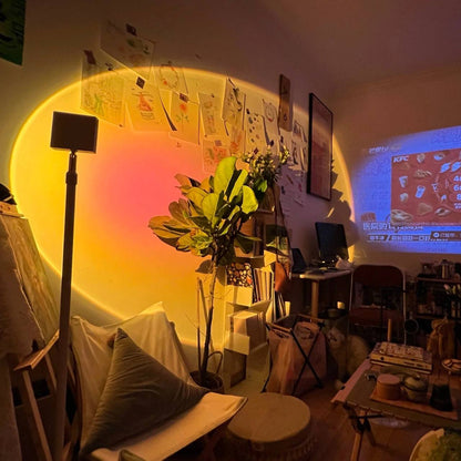 Elegante lámpara de pie LED con efecto de luz ambiental