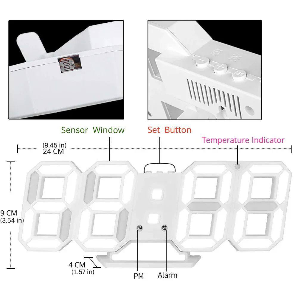 Reloj de pared LED contemporáneo con brillo ajustable