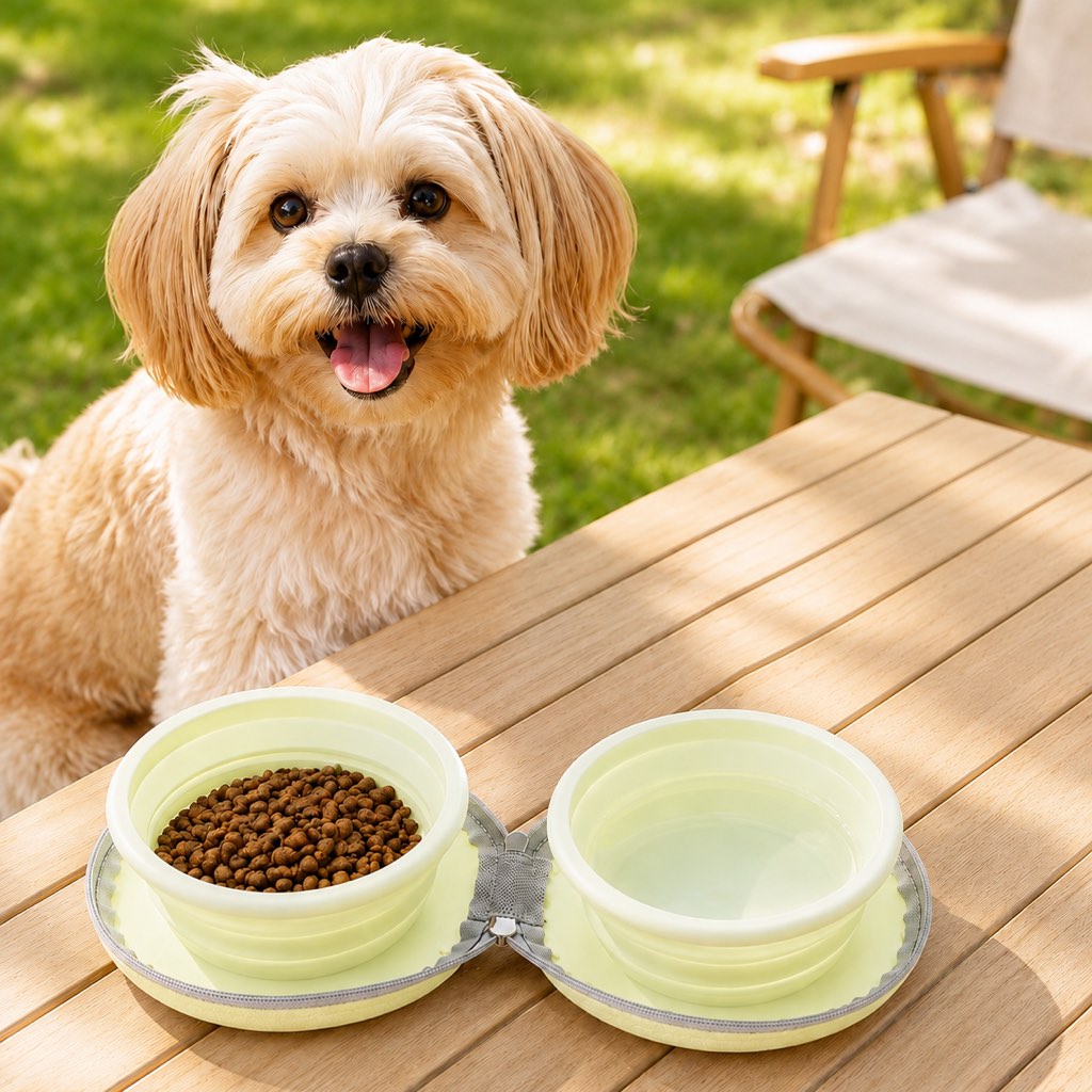 Ortekor 2-in-1 Collapsible Pet Travel Bowl for Walks, Parks & Road Trips - Feed and Hydrate Small Dogs or Cats Anywhere