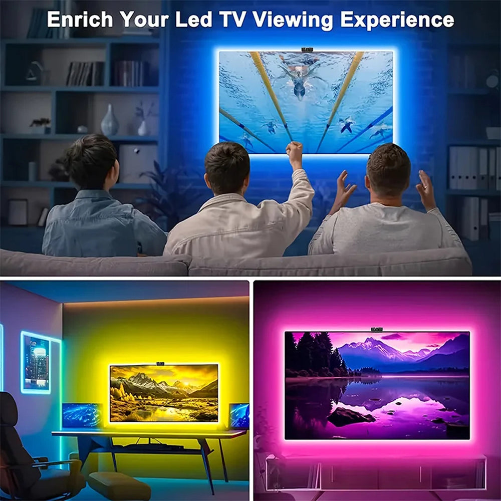 Smart RGBIC LED Bias Lighting for 55-75 inch TVs with Camera-Driven Color Matching and Bluetooth App Control