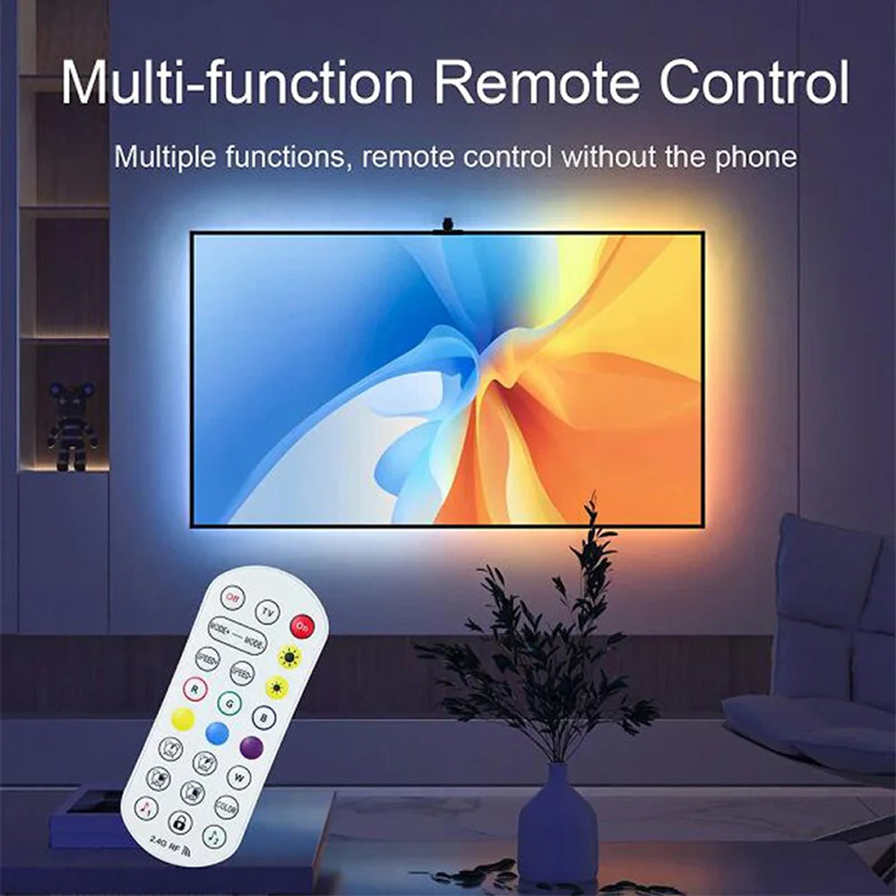 Smart RGBIC LED Bias Lighting for 55-75 inch TVs with Camera-Driven Color Matching and Bluetooth App Control