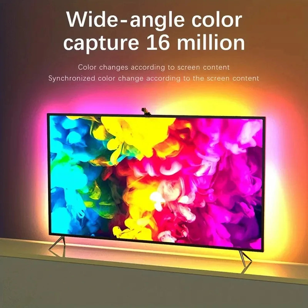 Smart RGBIC LED Bias Lighting for 55-75 inch TVs with Camera-Driven Color Matching and Bluetooth App Control