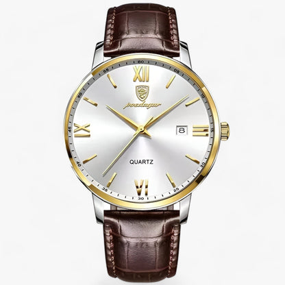 Men's Quartz Watch with Genuine Leather Band – Dress Timepiece for Business & Formal Wear