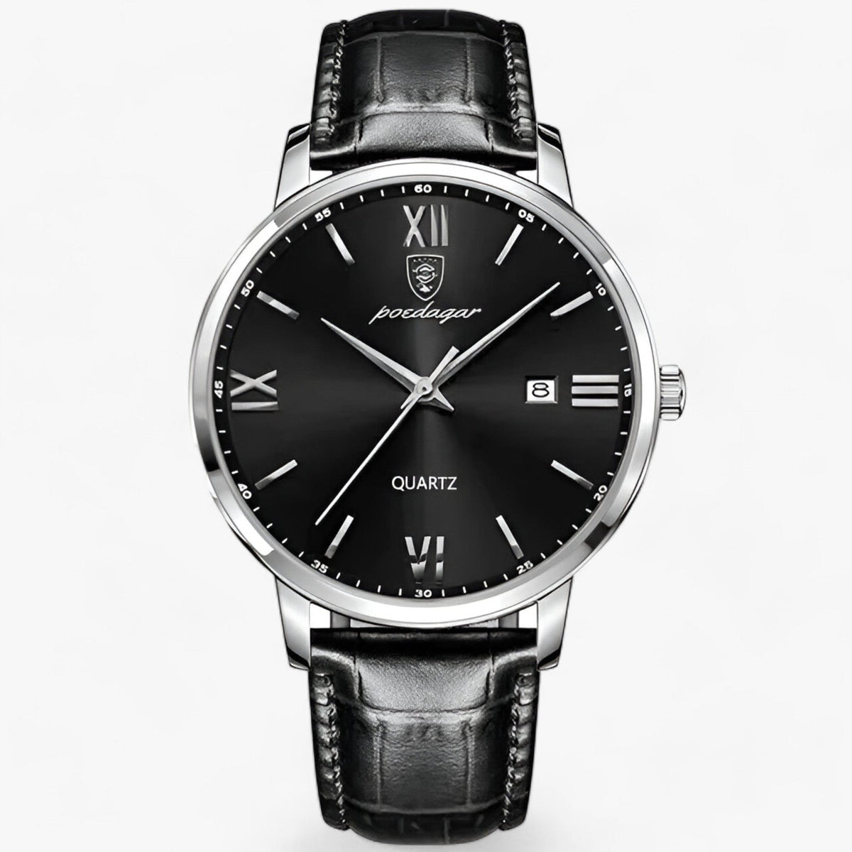 Men's Quartz Watch with Genuine Leather Band – Dress Timepiece for Business & Formal Wear