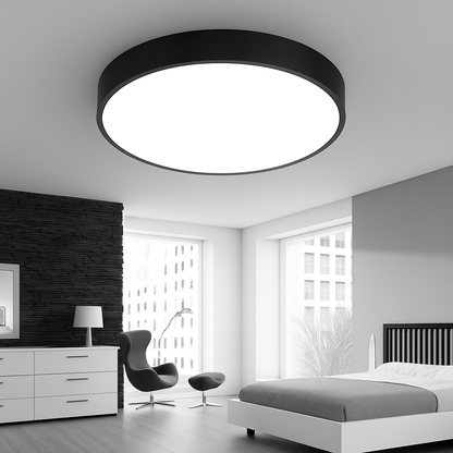 Flush Mount LED Ceiling Light with Frosted Glass Diffuser – Dimmable Round Fixture for Bedroom Kitchen Living Room – Iron Frame 9–24 Inch Mo