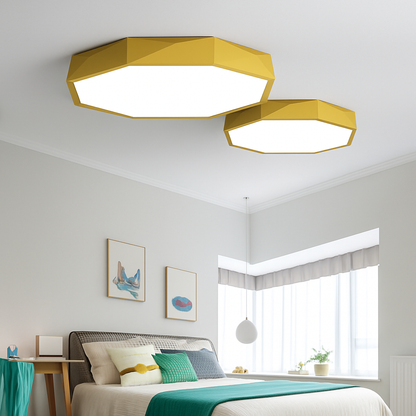 Octagon LED Flush Mount Ceiling Light – Ultra-Slim Modern Fixture with Integrated LEDs for Bedroom, Living Room & Hallway
