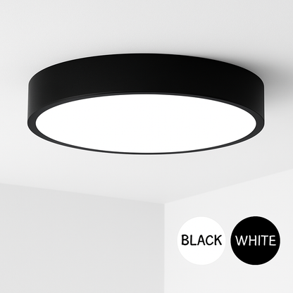 Round LED Ceiling Light Fixture – Modern Minimalist Flush Mount in Black or White for Bedroom, Kitchen, Office – 9 to 24 Inch Sizes