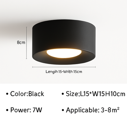 Cylinder Downlight Spotlight LED Surface Mount Ceiling Fixture for Kitchen, Hallway, Bedroom, Modern Minimalist Indoor Accent Lighting