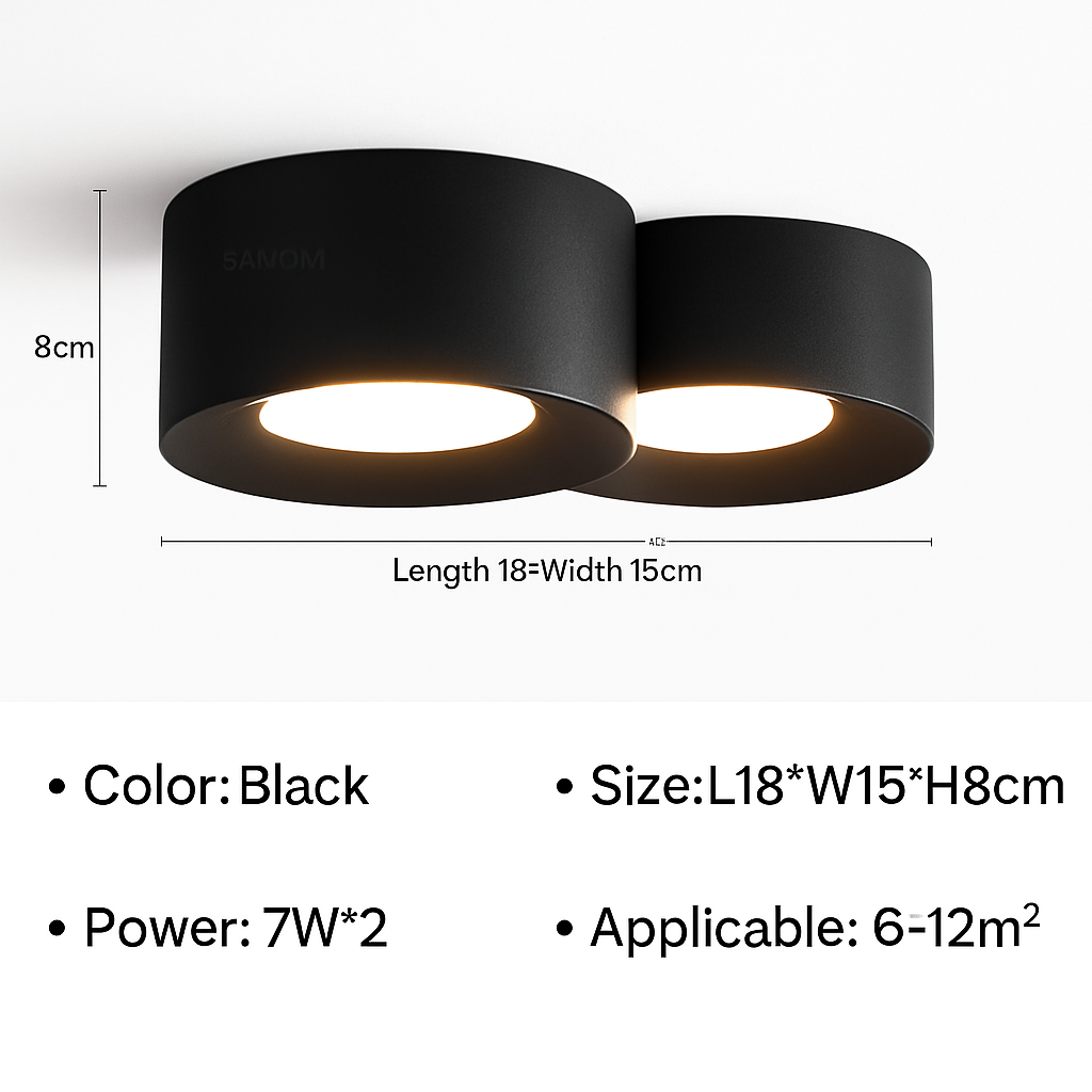 Cylinder Downlight Spotlight LED Surface Mount Ceiling Fixture for Kitchen, Hallway, Bedroom, Modern Minimalist Indoor Accent Lighting