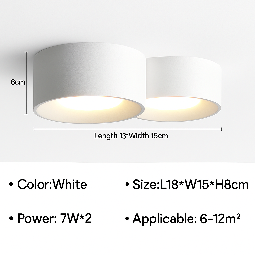 Cylinder Downlight Spotlight LED Surface Mount Ceiling Fixture for Kitchen, Hallway, Bedroom, Modern Minimalist Indoor Accent Lighting