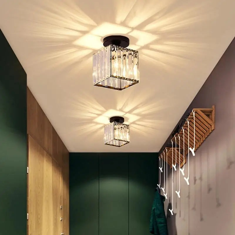 Vintage Flush Mount Glass Ceiling Fixture 5 in Black Gold E27 for Bedroom Hallway Living Room Retro Lighting