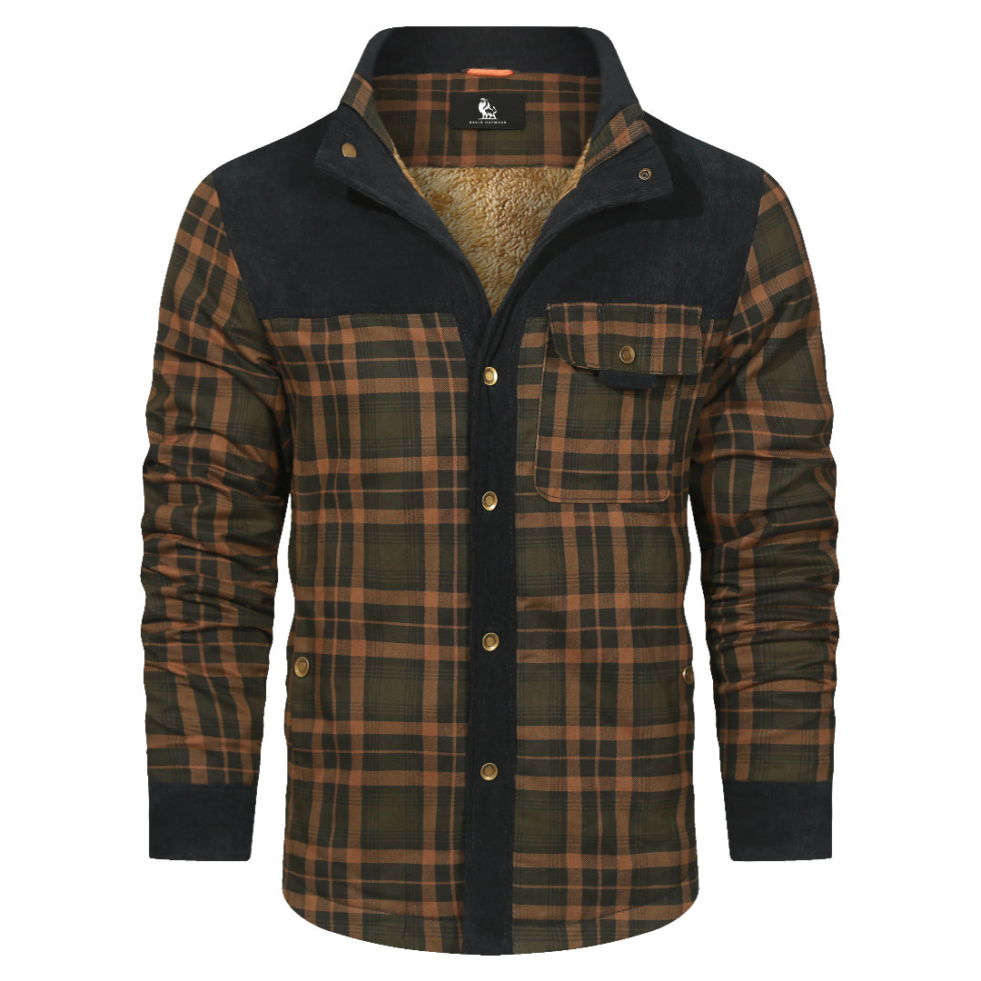 Flannel Overshirt for Men – Heavyweight Cotton-Poly Blend – Checkered Pattern Shacket for Casual Fall & Winter Layering