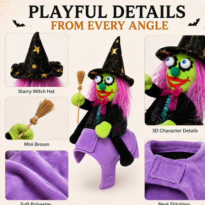 Ortekor 3D Witch Rider Halloween Pet Costume for Trick-or-Treating, Parties & Photos – Instant Funny Look for Dogs & Cats
