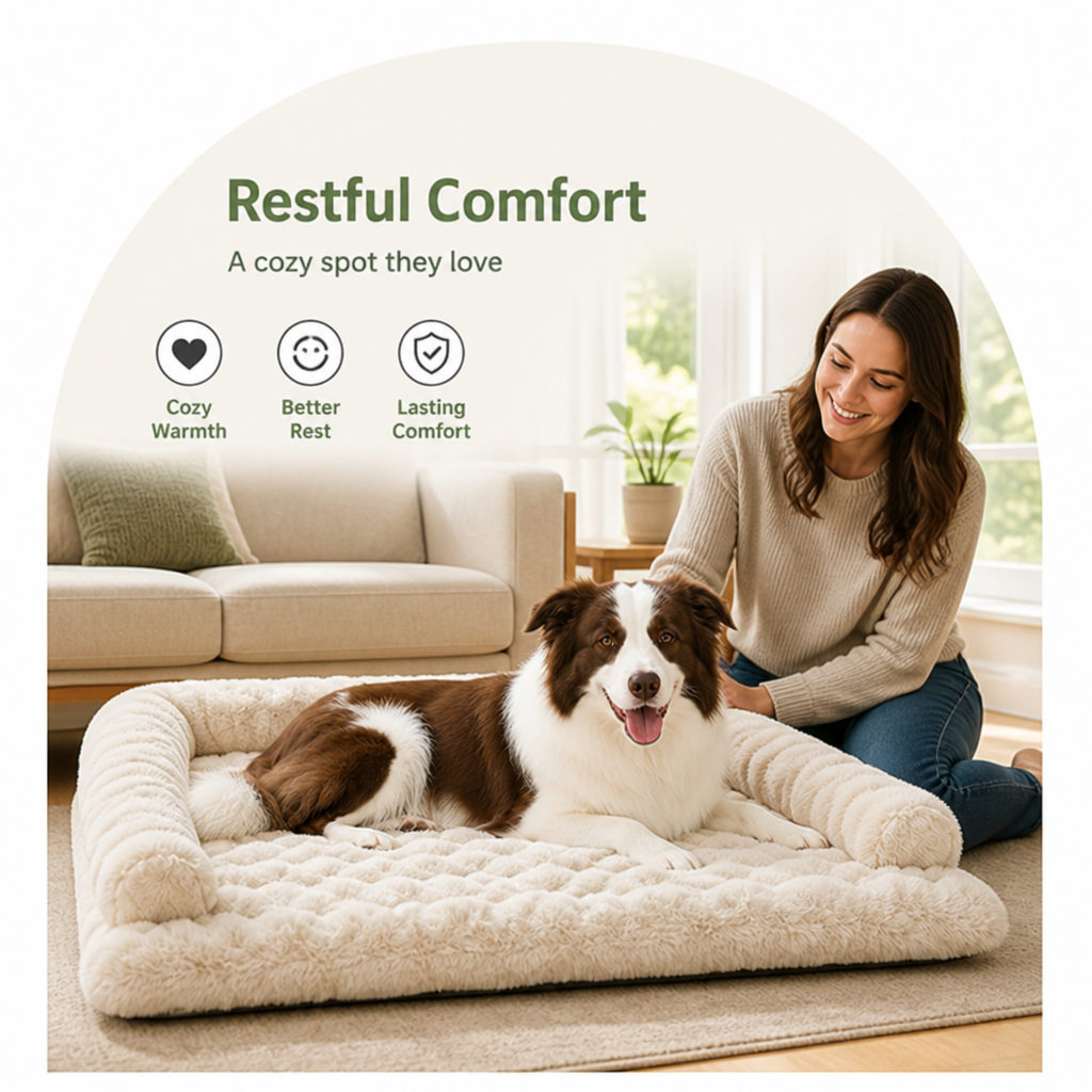 Ortekor Imitation Rabbit Fur & Anti-Slip Dog Bed