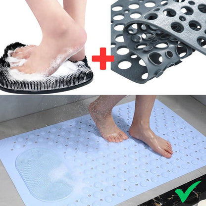 SafeGrip | Alfombrilla de ducha antideslizante con cepillo integrado para pies | Higiene mejorada para duchas seguras y limpias