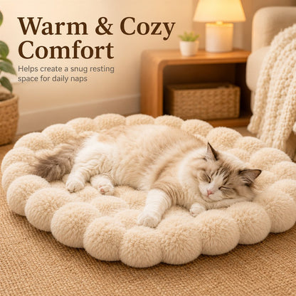 Ortekor Plush Cat Bed Mat for Indoor Naps - Non-Slip Washable Faux Fur Cushion for Cats & Small Dogs