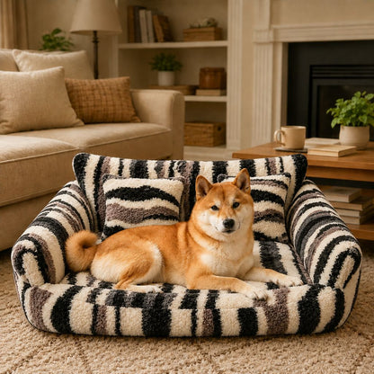 Ortekor Cozy Plush Dog Sofa Bed for Living Rooms - Soft Bolstered Support for Everyday Naps