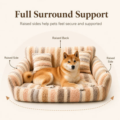Ortekor Cozy Plush Dog Sofa Bed for Living Rooms - Soft Bolstered Support for Everyday Naps