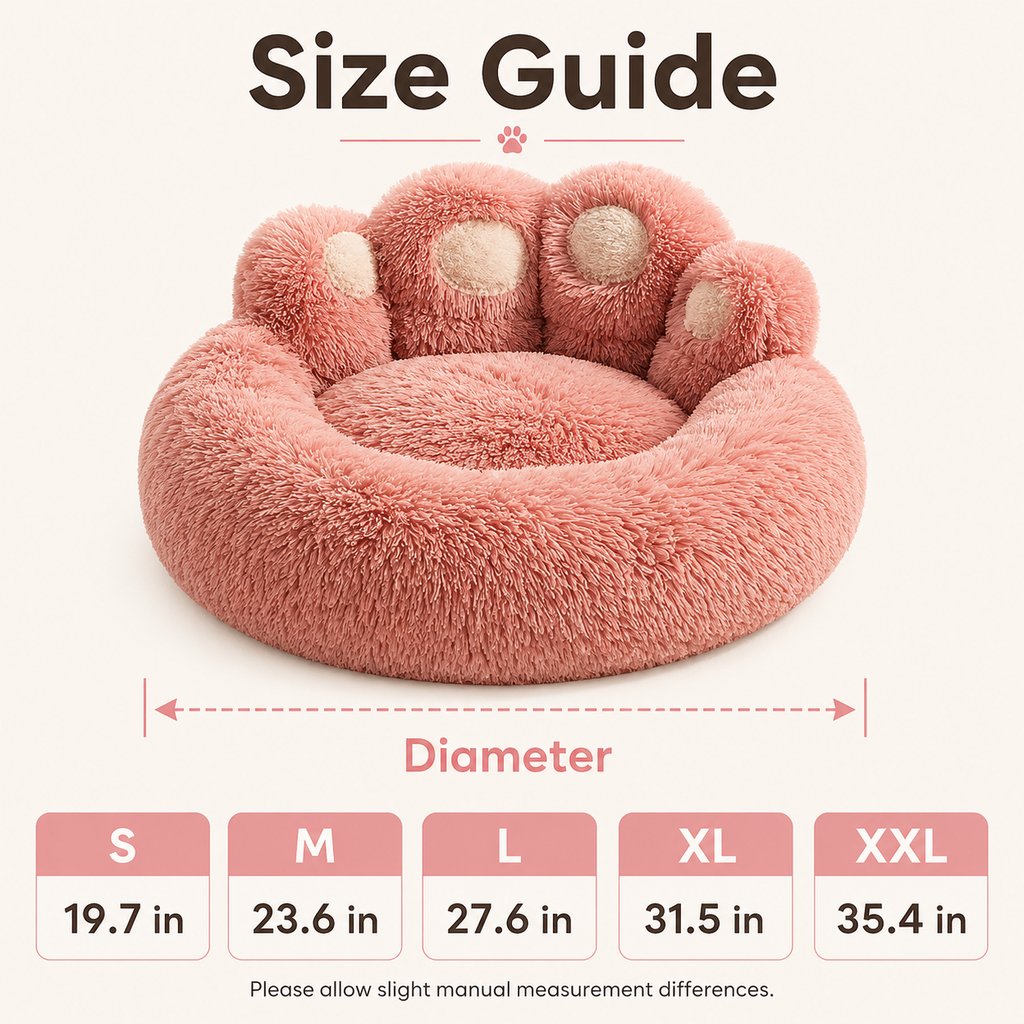 Ortekor Plush Paw-Shaped Dog Bed for Indoor Sleeping - Raised Bolster Support for Cold Hard Floors