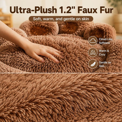 Ortekor Plush Paw-Shaped Dog Bed for Indoor Sleeping - Raised Bolster Support for Cold Hard Floors