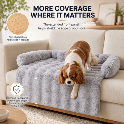 Ortekor Plush Pet Sofa Protector Bed for Dogs & Cats – 29.5" Couch Cover with 3-Sided Bolster & Non-Slip Backing for Pet Hair, Paw Dirt & Everyday Mess