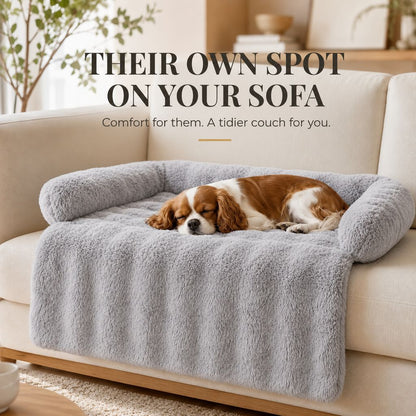 Ortekor Plush Pet Sofa Protector Bed for Dogs & Cats – 29.5" Couch Cover with 3-Sided Bolster & Non-Slip Backing for Pet Hair, Paw Dirt & Everyday Mess