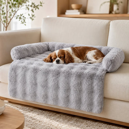 Ortekor Plush Pet Sofa Protector Bed for Dogs & Cats – 29.5" Couch Cover with 3-Sided Bolster & Non-Slip Backing for Pet Hair, Paw Dirt & Everyday Mess