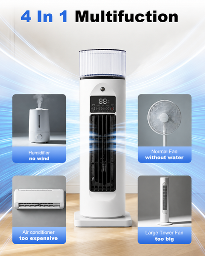 Evaporative Air Cooler with Remote Control – 4-Function Portable Fan with Humidifier & Timer for Bedroom, Living Room, Home Office