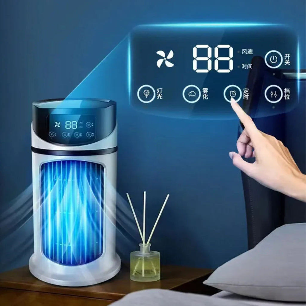 Portable Air Cooler with Humidifier, Evaporative Cooling Fan for Bedroom and Office, Compact Desk Fan for Home