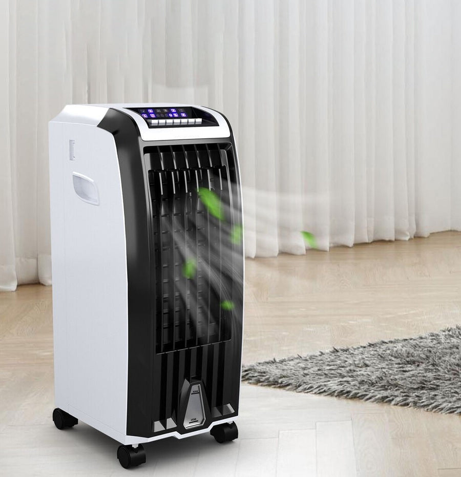 Evaporative Air Cooler with Wheels – Portable Cooling Fan Tower with Water Tank for Bedroom & Home Office