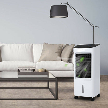 Enfriador evaporativo de piso con control remoto: unidad de enfriamiento portátil para dormitorio, oficina y sala de estar; diseño sin ventana, con ruedas