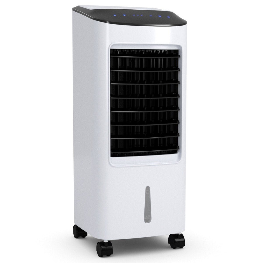 Enfriador evaporativo de piso con control remoto: unidad de enfriamiento portátil para dormitorio, oficina y sala de estar; diseño sin ventana, con ruedas