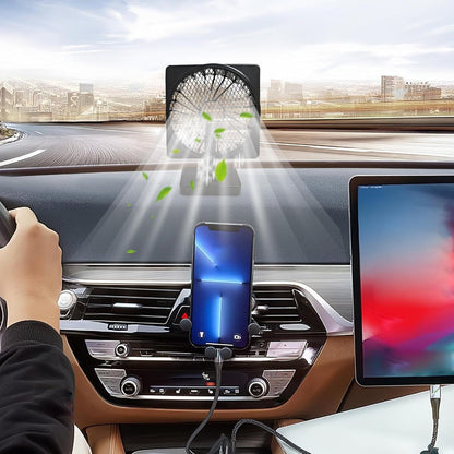 Ventilador USB portátil para coche | Solución de refrigeración de 12V con dirección ajustable en 360° para una conducción cómoda