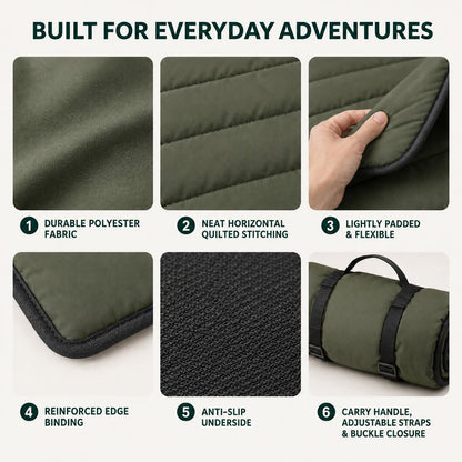 Ortekor Portable Roll-Up Dog Travel Mat for Camping & Car Trips - Keeps Pets Off Damp, Dirty Ground