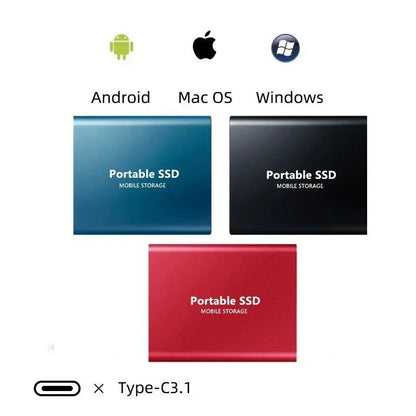 Portable SSD External Drive 1050 MB/s High-Speed USB-C Solid State Storage for Laptop Desktop Mac PC Gaming Backup Travel Work