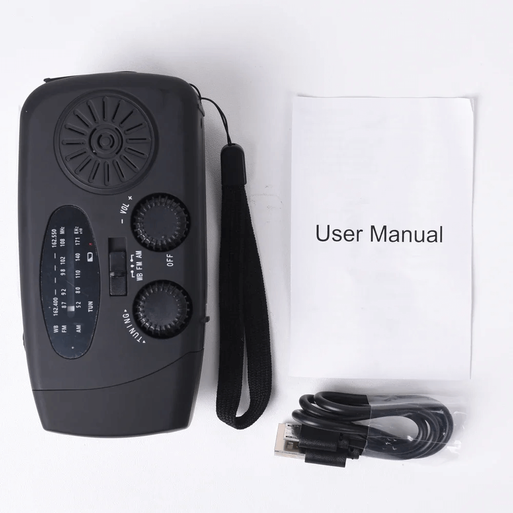 Emergency Hand-Crank Radio with Solar Power, Flashlight & Phone Charger for Camping, Blackouts & Outdoor Survival