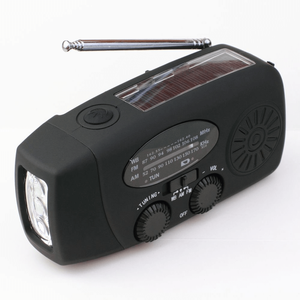 Emergency Hand-Crank Radio with Solar Power, Flashlight & Phone Charger for Camping, Blackouts & Outdoor Survival
