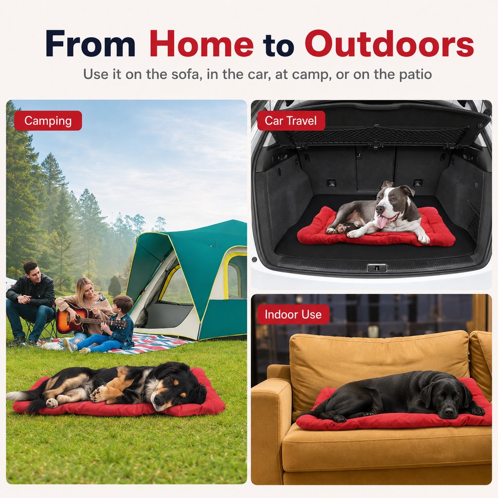 Ortekor Portable Outdoor Dog Bed for Camping &Car Travel - Roll-Up Mat for Clean, Comfortable Rest