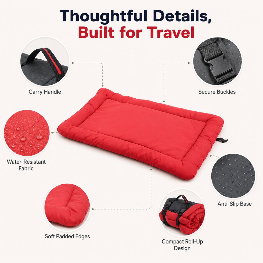 Ortekor Portable Outdoor Dog Bed for Camping &Car Travel - Roll-Up Mat for Clean, Comfortable Rest