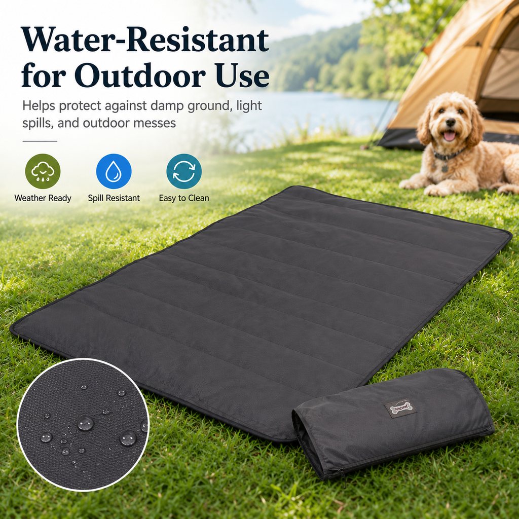 Ortekor Portable Outdoor Pet Mat with Carry Bag - Foldable Travel Dog Blanket for Parks, Camping & Road Trips