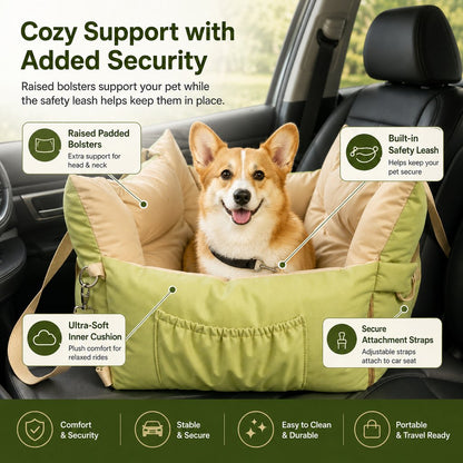 Ortekor Portable Pet Car Bed for Road Trips, Camping & Home Lounging - Cozy, Secure Rest Spot for Small to Medium Dogs