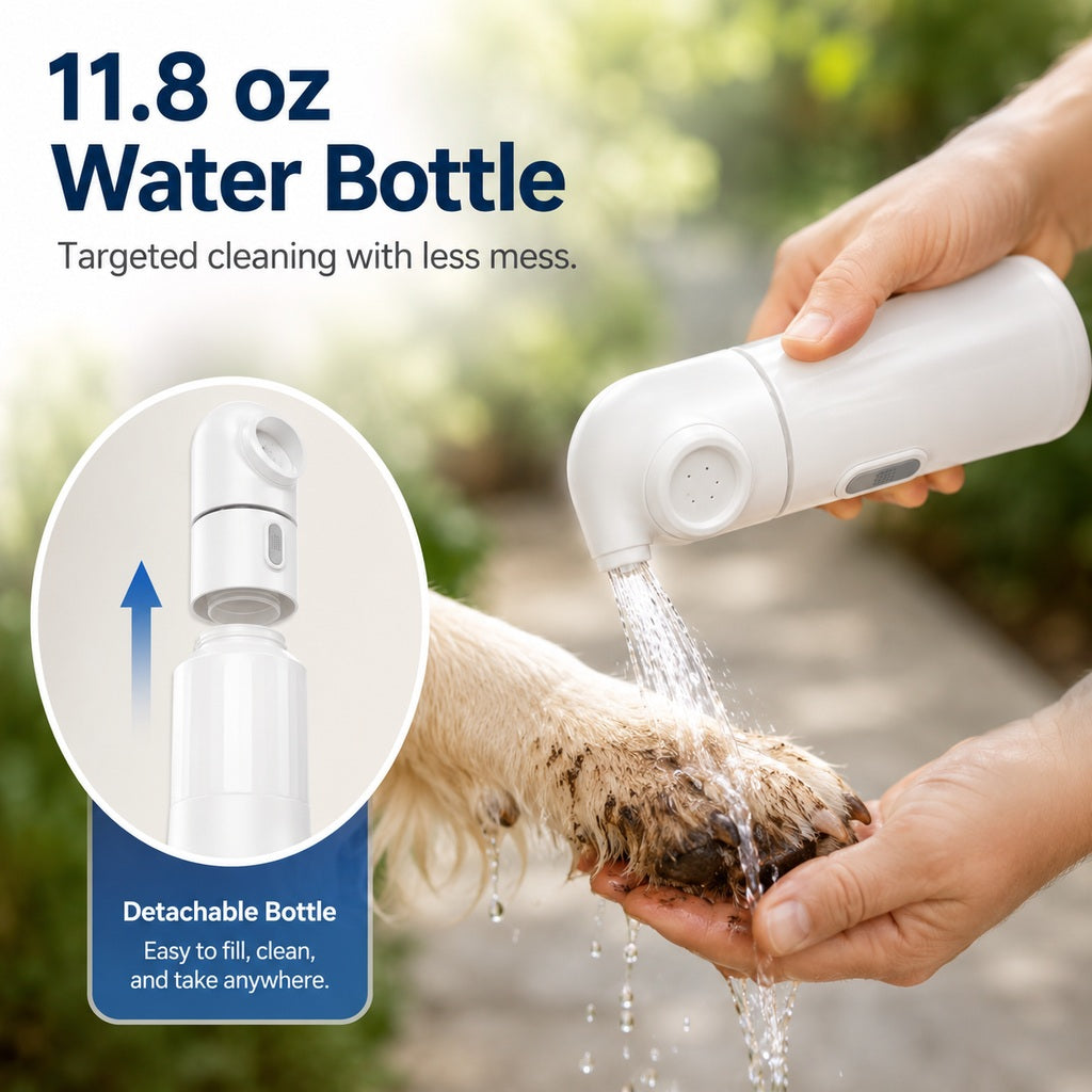 Ortekor Portable Pet Rinser for Muddy Paws After Walks - USB-C Rechargeable 2-Mode Dog & Cat Cleaning Sprayer