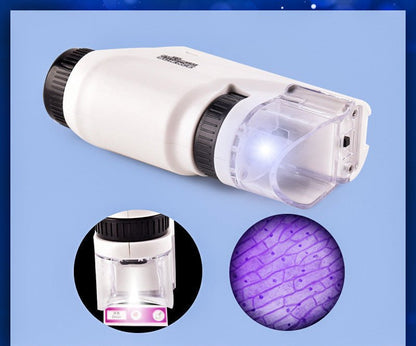 Handheld Kids Microscope 60X-120X Magnification with LED Light for Science Learning and Exploration