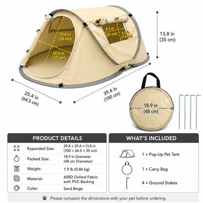 Ortekor Portable Pop-Up Pet Tent for Home, Parks & Travel - A Familiar Rest Space for Cats & Small Dogs