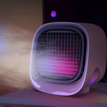 Personal Evaporative Cooler with 7-Color LED Light – Compact USB Desktop Fan with Water Tank & 3 Speed Settings for Office, Bedroom, Car