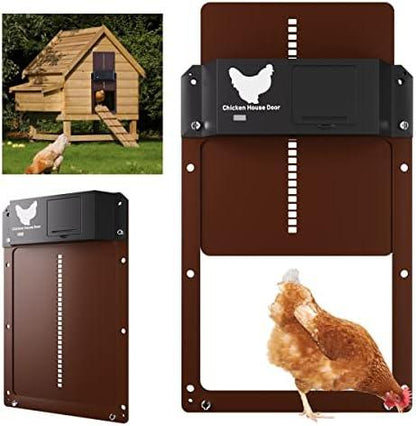 Automatic Chicken Coop Door Opener with Light Sensor for Poultry Houses Programmable Timer Dawn Dusk Operation Predator Protection Weather