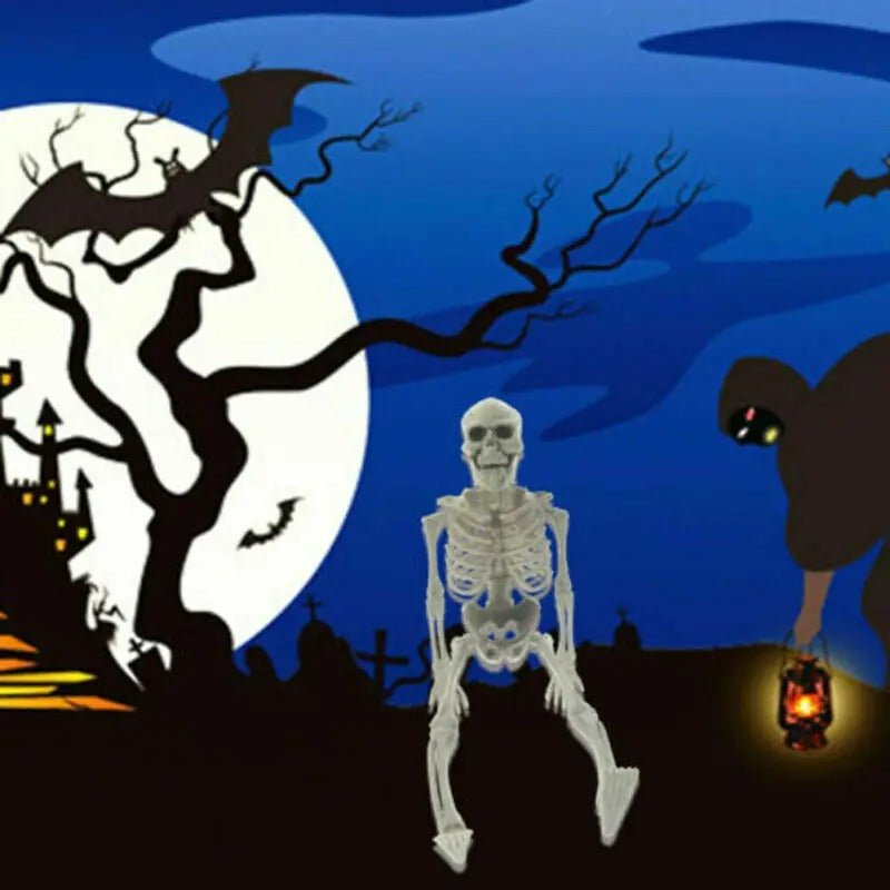 Articulated Halloween Skeleton Figure – Life-Size Posable Bone Decoration for Spooky Scenes & Haunted House Displays