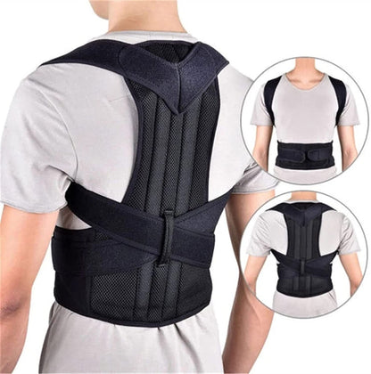 Back Support Brace Posture Corrector Vest for Men & Women with Resistance Band